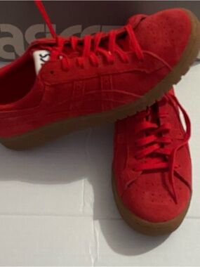 ASICS RED tiger gel 80s style suede sneaker basketball shoes